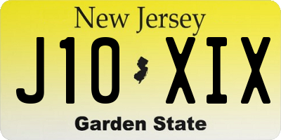 NJ license plate J10XIX