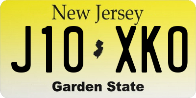 NJ license plate J10XKO