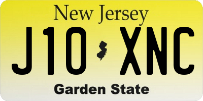 NJ license plate J10XNC