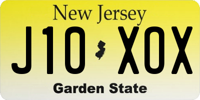 NJ license plate J10XOX