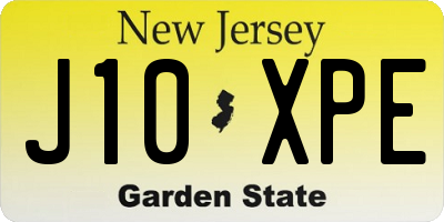 NJ license plate J10XPE