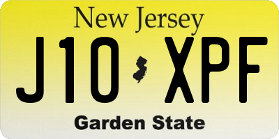 NJ license plate J10XPF