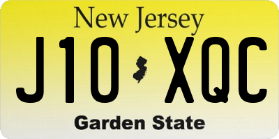 NJ license plate J10XQC