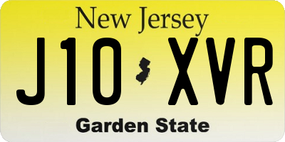 NJ license plate J10XVR
