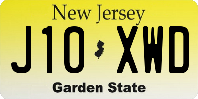 NJ license plate J10XWD