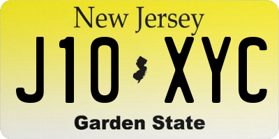 NJ license plate J10XYC