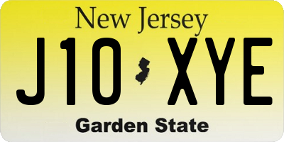 NJ license plate J10XYE