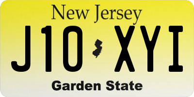NJ license plate J10XYI