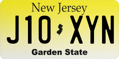 NJ license plate J10XYN