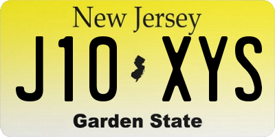 NJ license plate J10XYS