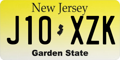 NJ license plate J10XZK