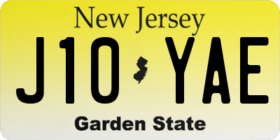 NJ license plate J10YAE
