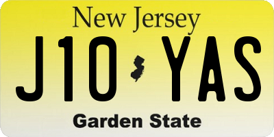 NJ license plate J10YAS