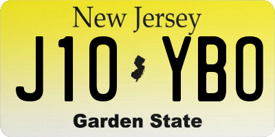 NJ license plate J10YBO