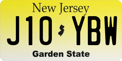 NJ license plate J10YBW