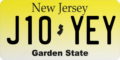 NJ license plate J10YEY