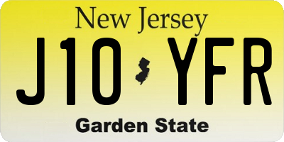 NJ license plate J10YFR