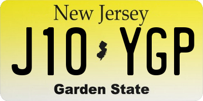 NJ license plate J10YGP