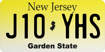 NJ license plate J10YHS