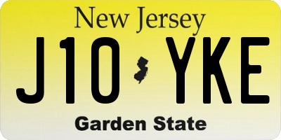 NJ license plate J10YKE