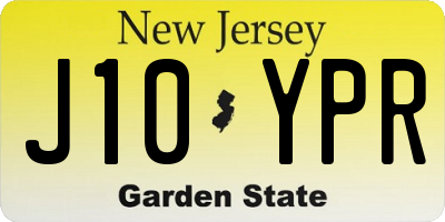NJ license plate J10YPR