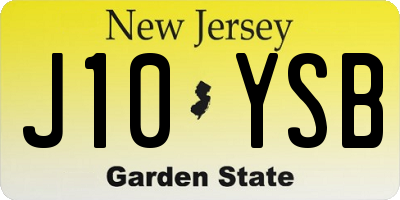 NJ license plate J10YSB