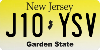 NJ license plate J10YSV