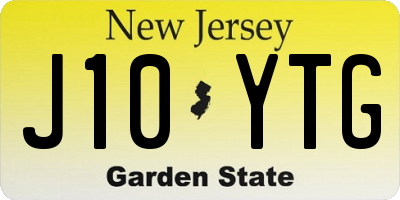 NJ license plate J10YTG