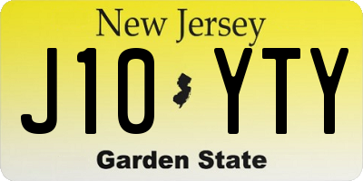 NJ license plate J10YTY
