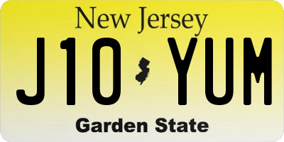 NJ license plate J10YUM