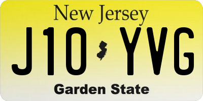 NJ license plate J10YVG