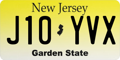 NJ license plate J10YVX