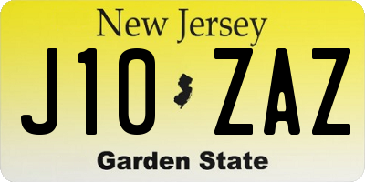 NJ license plate J10ZAZ