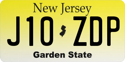 NJ license plate J10ZDP