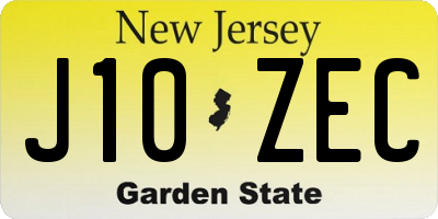 NJ license plate J10ZEC