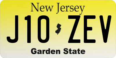 NJ license plate J10ZEV