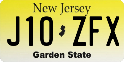 NJ license plate J10ZFX