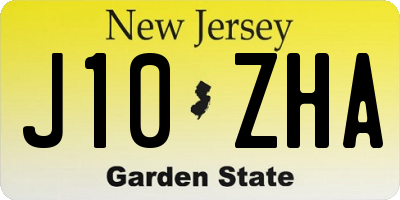 NJ license plate J10ZHA