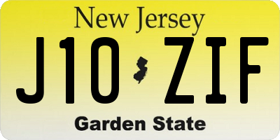 NJ license plate J10ZIF