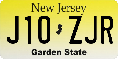 NJ license plate J10ZJR