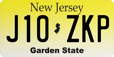 NJ license plate J10ZKP