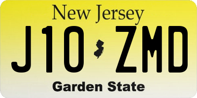 NJ license plate J10ZMD