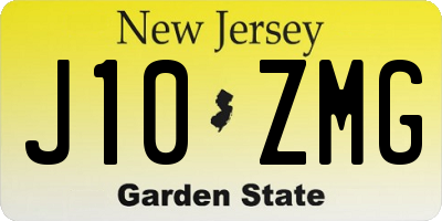 NJ license plate J10ZMG