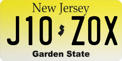 NJ license plate J10ZOX