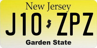 NJ license plate J10ZPZ