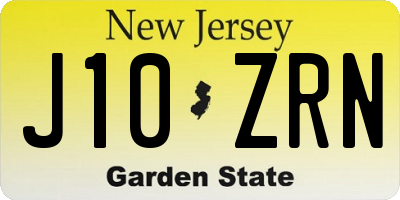 NJ license plate J10ZRN