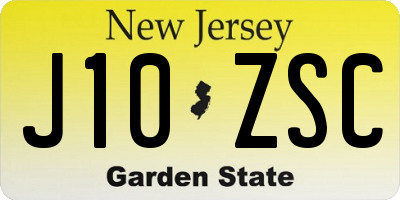 NJ license plate J10ZSC