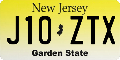 NJ license plate J10ZTX
