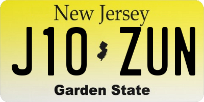 NJ license plate J10ZUN