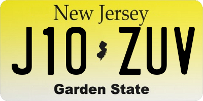 NJ license plate J10ZUV